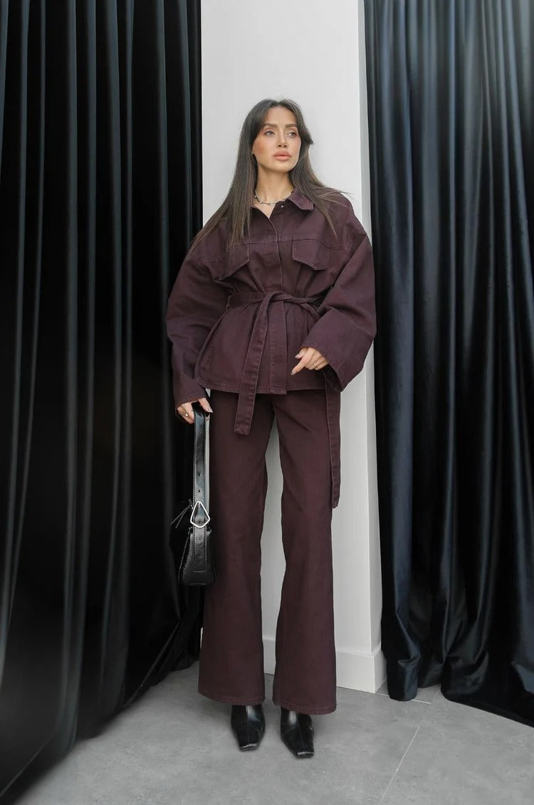 Softi Burgundy Denim Set